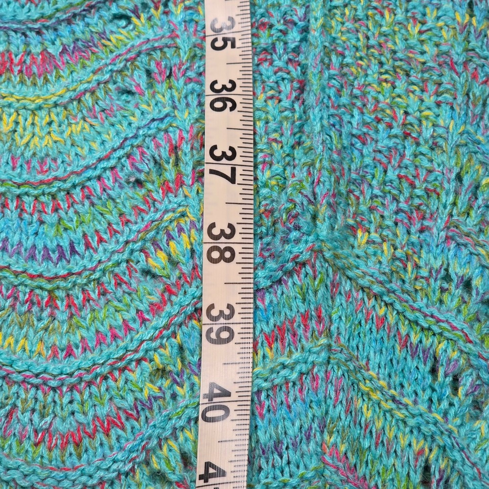 Mermaid‎ Tail Blanket Knit Crochet Turquoise Wave Pattern Cocoon Throw Afghan - Picture 7 of 10